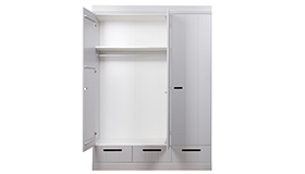 3 deurs kledingkast met lades grijs